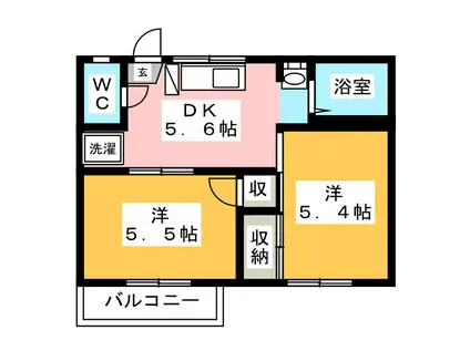 コーポ小泉(2DK/2階)の間取り写真