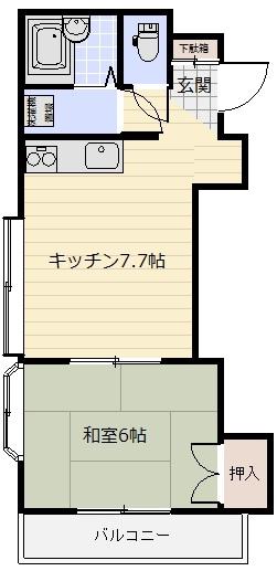 ヒロコーポ(1DK/2階)の間取り写真