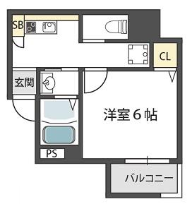 グランパシフィック大国町(1K/7階)の間取り写真