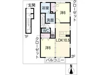 SEIROSE(2LDK/2階)の間取り写真
