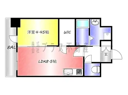 レジェンド直方二番館(1LDK/9階)の間取り写真