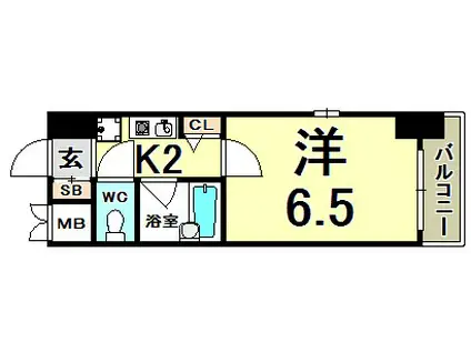 エスリード新神戸(1K/2階)の間取り写真