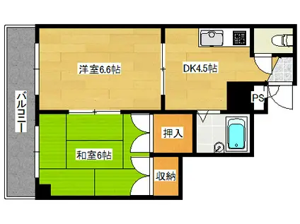 三福マンション(2DK/2階)の間取り写真