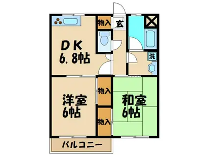 エクセル仙川(2DK/3階)の間取り写真