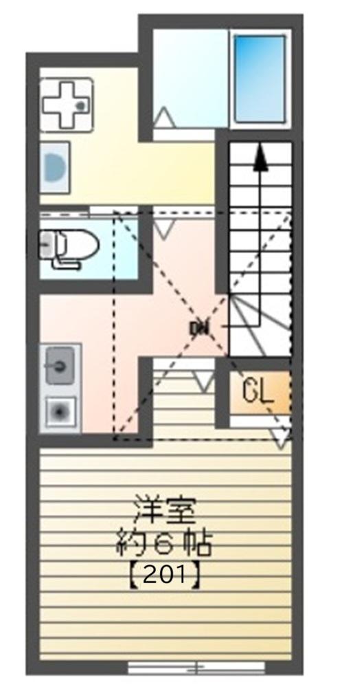 レネットメルル経堂(1K/2階)の間取り写真