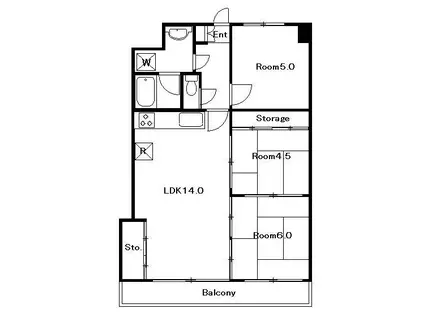 サンロード富士(3LDK/4階)の間取り写真