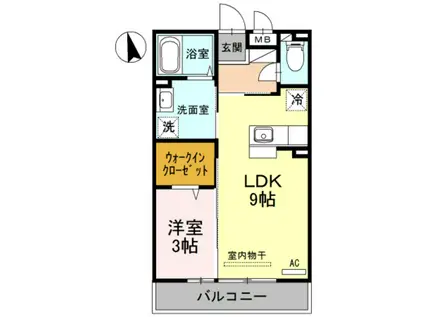 D-ROOM中川原(1LDK/3階)の間取り写真