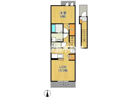 エレガンテ プレッソIIA棟(1LDK/2階)の間取り写真