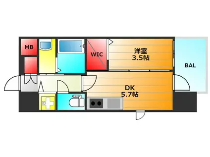 エステムコート難波VIIビヨンド(1DK/11階)の間取り写真