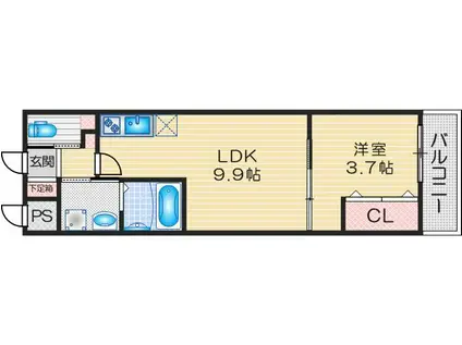 スプランディッド江坂DUE(1LDK/5階)の間取り写真