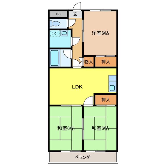 マンション東柴第ニ(3LDK/1階)の間取り写真