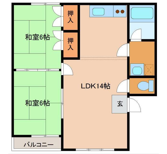 グリーンシティ(2LDK/1階)の間取り写真