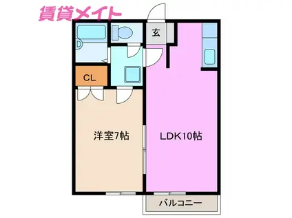 パビリオン ウネメ(1LDK/2階)の間取り写真