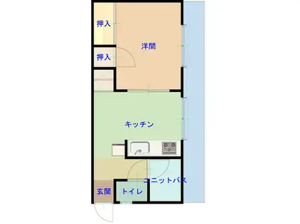 カーサ矢峰(1DK/2階)の間取り写真