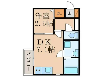 HS/戸畑(1DK/3階)の間取り写真