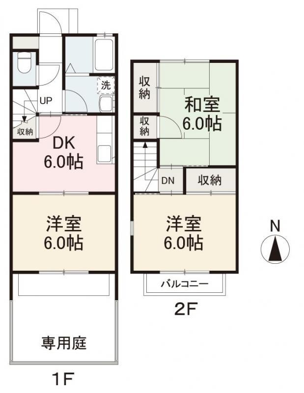 ヴィラ・アンソレイエ屋島西町B・D・F棟(3DK/1階)の間取り写真
