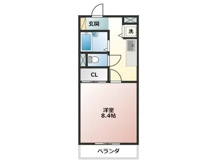 コスモベルテ(1K/3階)の間取り写真