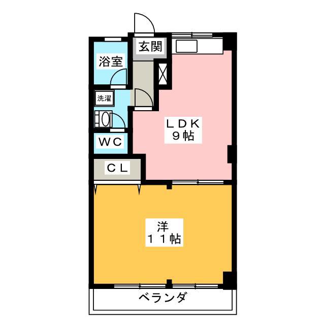 ハイムE(1LDK/4階)の間取り写真