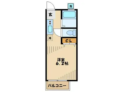 パールハイツ向ヶ丘(ワンルーム/2階)の間取り写真
