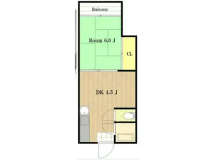 アライコーポ(1DK/2階)の間取り写真