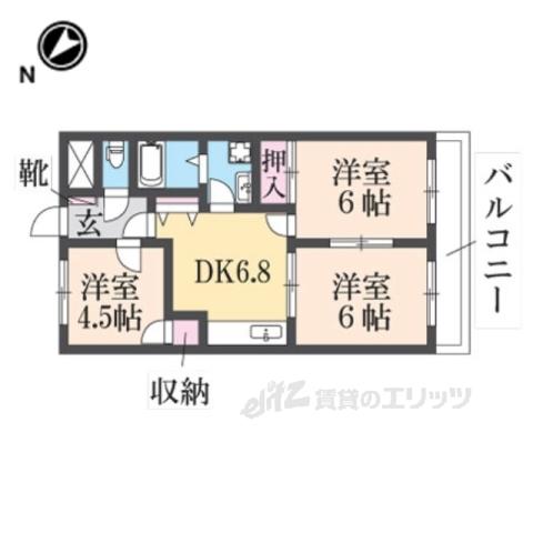 シャルマンハウスⅡ(3DK/1階)の間取り写真