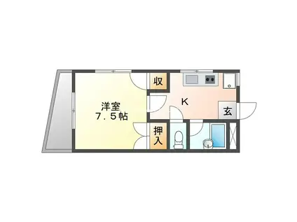 レジデンス北島(1K/4階)の間取り写真