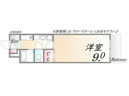 フィールドクレイン(1K/3階)の間取り写真