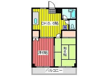 ベルメゾンオオノ(2DK/2階)の間取り写真