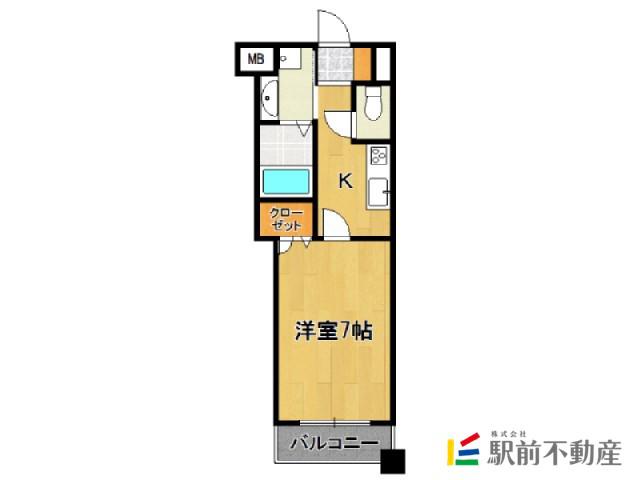 グランパーク天神B棟(1K/15階)の間取り写真