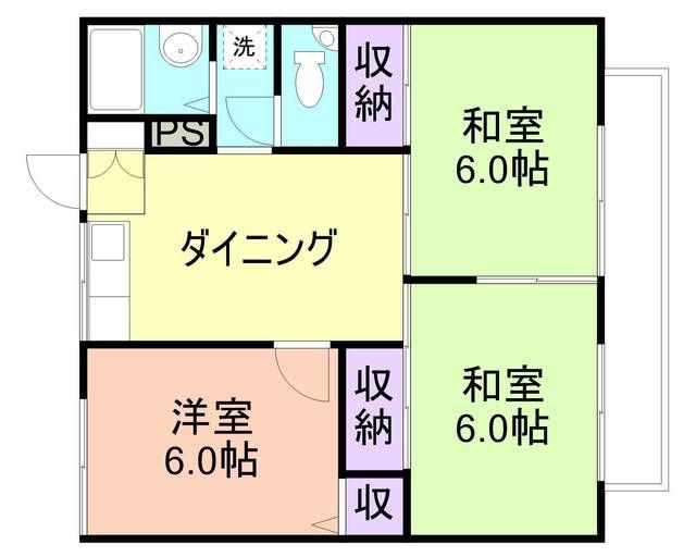 ホワイトハイツミサキII(3DK/1階)の間取り写真