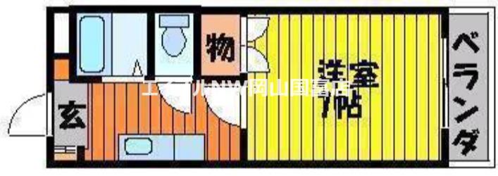 ツインズ土田B(1K/2階)の間取り写真
