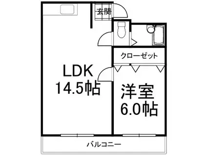 サンコーポ香里(1LDK/1階)の間取り写真