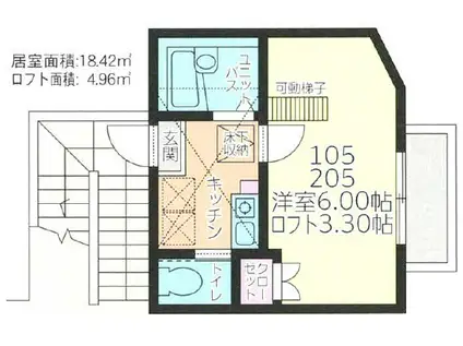 OCEANS7(1K/1階)の間取り写真