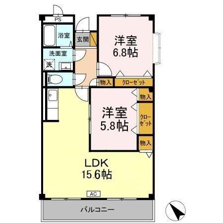 アーバンヒルズ(2LDK/2階)の間取り写真