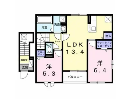シャリテイ・ベルI(2LDK/2階)の間取り写真