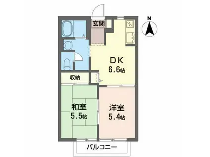 パークサイド中野B(2DK/1階)の間取り写真