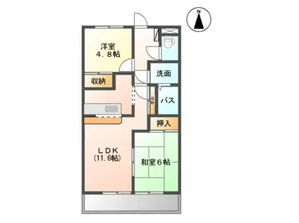 エンジェルウイング(2LDK/2階)の間取り写真