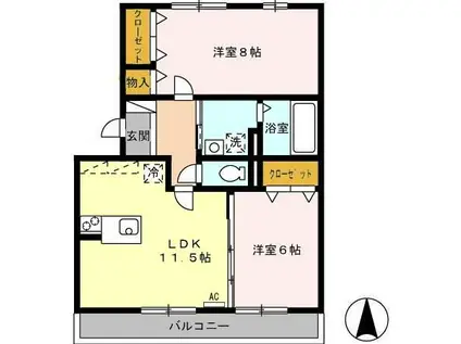 エルドラード清水(2LDK/3階)の間取り写真