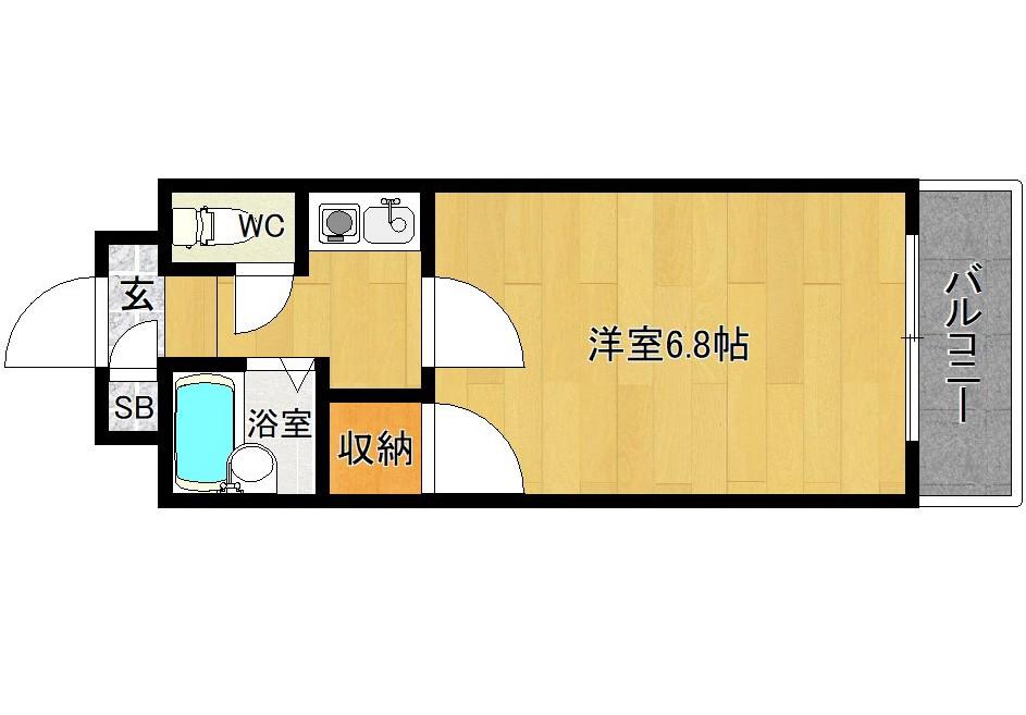 マンションキャッスル(1K/8階)の間取り写真