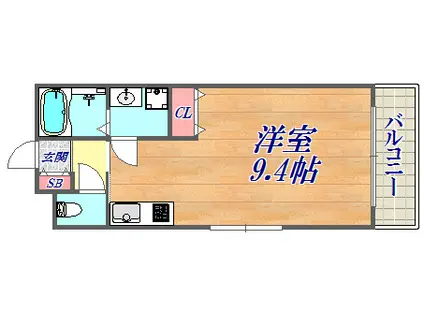 ピスタ中山手通(1K/4階)の間取り写真