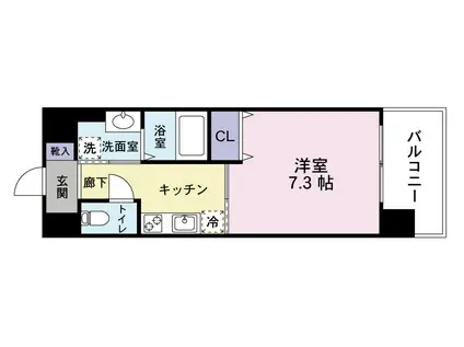 ニューアンジュ(1K/8階)の間取り写真