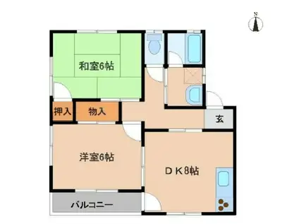 コーポラス関本(2DK/2階)の間取り写真