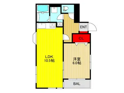 ロワイヤル田中(1LDK/1階)の間取り写真