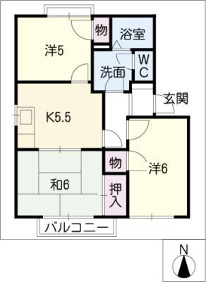 エムアイ ハーモニー(3K/1階)の間取り写真