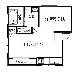 福住マンション(1LDK/2階)の間取り写真