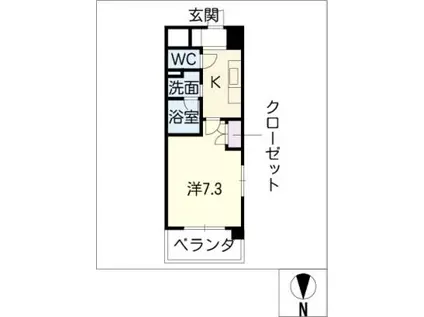 レーベスト平安(1K/8階)の間取り写真