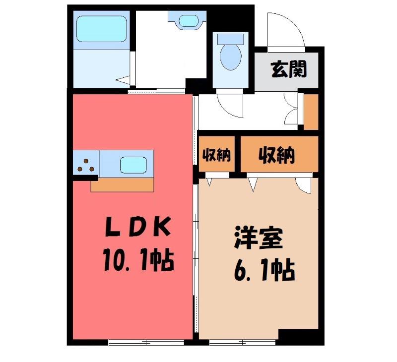 ルーシーエメラルド(1LDK/2階)の間取り写真