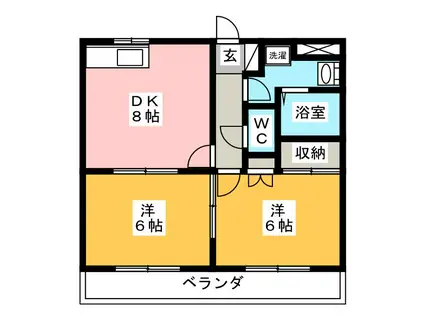 サンシャイン棚橋 C(2DK/1階)の間取り写真