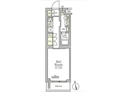 アークマーク南品川(1K/5階)の間取り写真