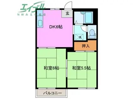 アネックス平津A棟(2DK/2階)の間取り写真